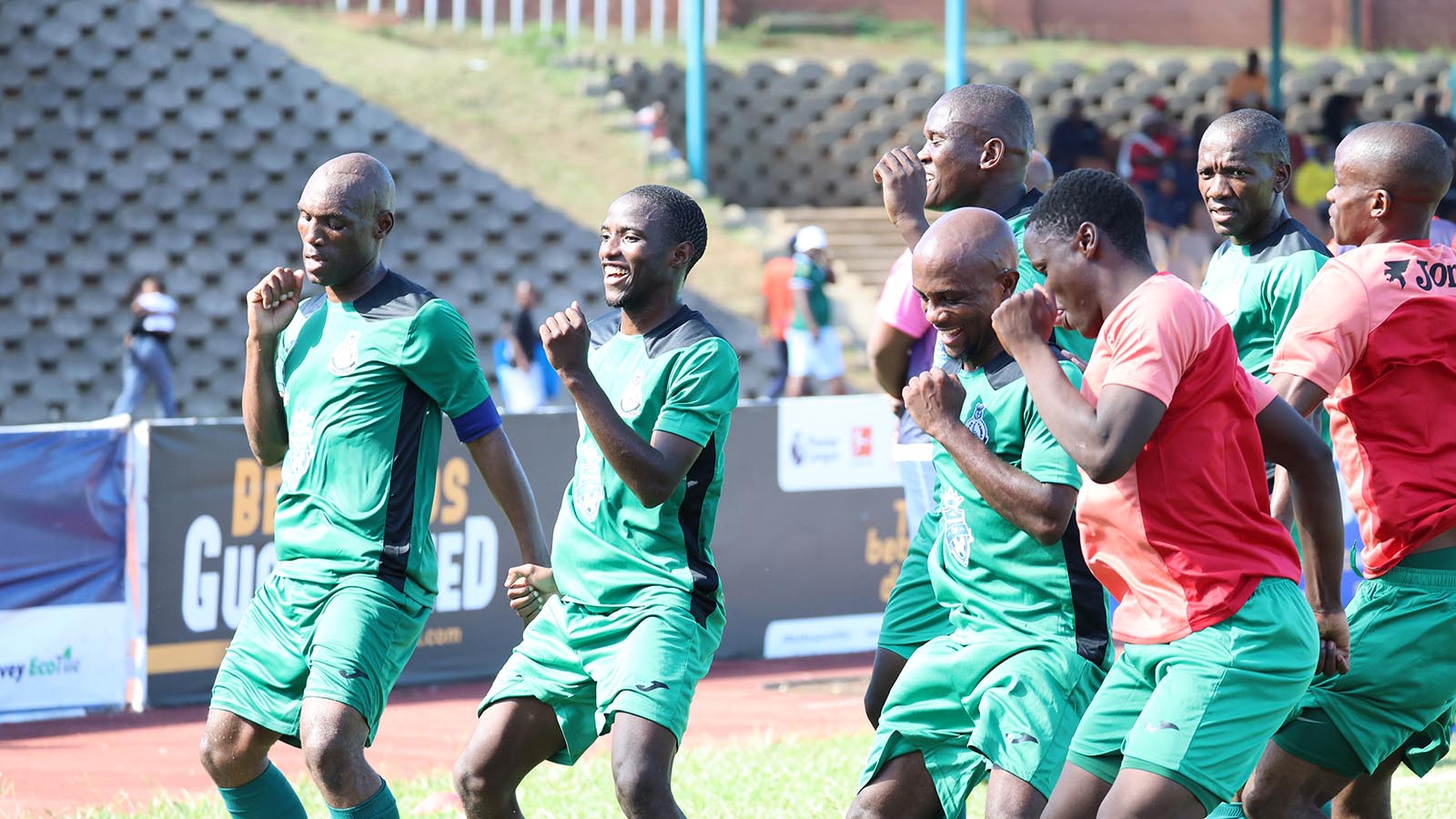 Green Mamba players celebrating one of their goals during the Ingwenyama Cup. (Pics: Nimrod Hlophe)